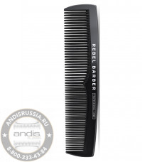 Расческа мужская премиальная REBEL BARBER Men's Comb Total Black RB330